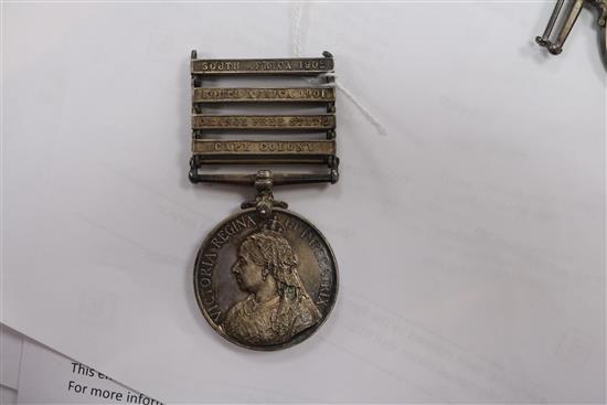 2 x World War I medals, with War Office letter and 2 other medals including South Africa